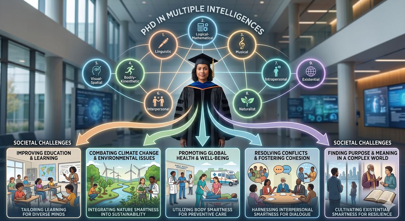 PhD candidate at the centre of multiple intelligences connecting to societal challenges in education, climate, health, cohesion and meaning